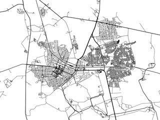 Vector road map of the city of Welkom in South Africa with black roads on a white background.