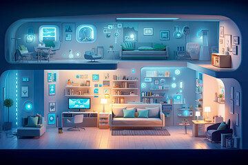Fototapeta premium automation wall home with smart things
