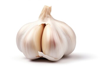Two Garlic Bulbs on White Background