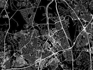 Vector road map of the city of Centurion in South Africa with white roads on a black background.