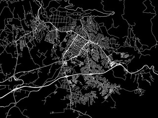 Vector road map of the city of George in South Africa with white roads on a black background.