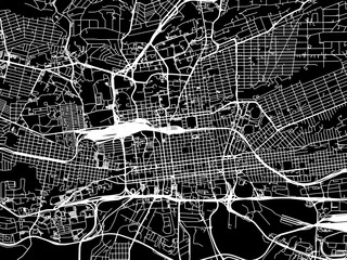 Obraz premium Vector road map of the city of Johannesburg Center in South Africa with white roads on a black background.