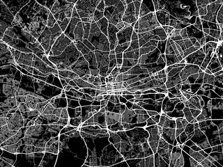 Obraz premium Vector road map of the city of Johannesburg in South Africa with white roads on a black background.