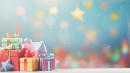 A variety of wrapped presents under a starry sky creates an enchanting visual for holiday sales, evoking the magic and excitement of gift-giving.