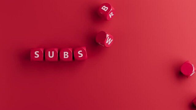 subscribe concept .random dices forms the word subscribe 