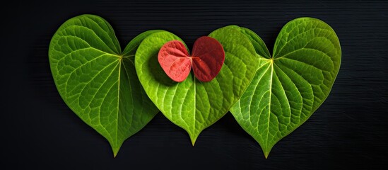 Obraz premium Valentine's day, three heart-shaped leaves.