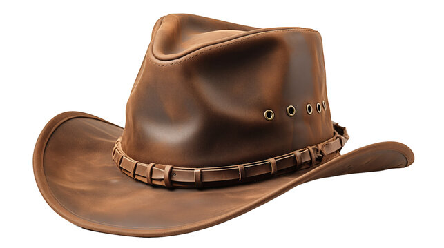 Brown Cowboy Hat with Leather Band isolated on transparent background