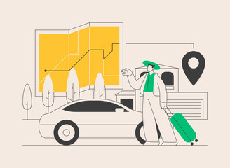 Road trip abstract concept vector illustration.