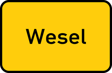 City sign of Wesel - Ortsschild von Wesel