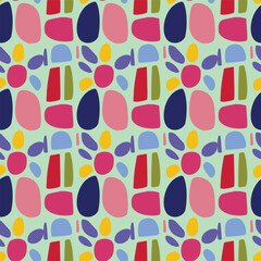 Colorful leaf for flat scandi style seamless vector kids pattern. Fun whimsical nature for gender neutral baby wallpaper. 