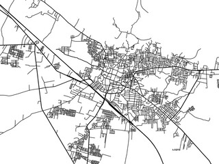 Vector road map of the city of Adoni in the Republic of India with black roads on a white background. - obrazy, fototapety, plakaty