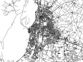 Vector road map of the city of Alwar in the Republic of India with black roads on a white background.