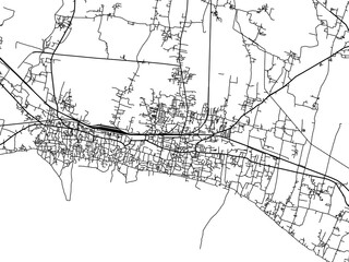 Vector road map of the city of Chapra in the Republic of India with black roads on a white background.