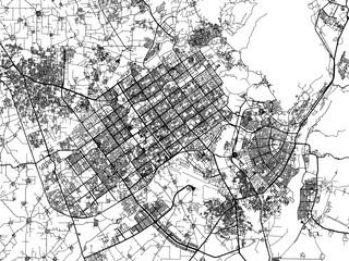 Vector road map of the city of Chandigarh in the Republic of India with black roads on a white background.