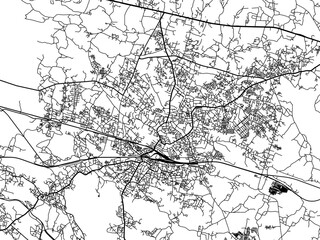 Vector road map of the city of Dhanbad in the Republic of India with black roads on a white background.