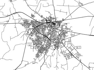Vector road map of the city of Jalgaon in the Republic of India with black roads on a white background.