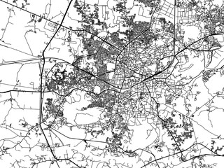 Obraz premium Vector road map of the city of Jabalpur in the Republic of India with black roads on a white background.