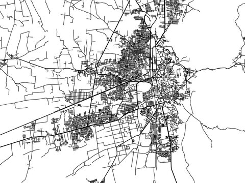 Vector road map of the city of Junagadh in the Republic of India with black roads on a white background.