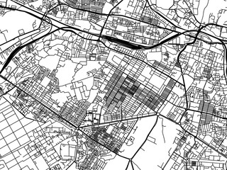 Vector road map of the city of Karol Bagh in the Republic of India with black roads on a white background.