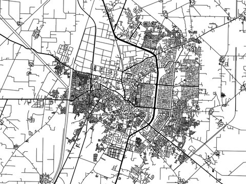 Vector road map of the city of Karnal in the Republic of India with black roads on a white background.