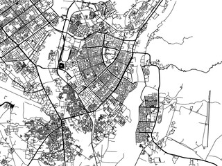 Vector road map of the city of Panchkula in the Republic of India with black roads on a white background.