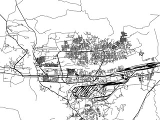 Vector road map of the city of Raurkela in the Republic of India with black roads on a white background.