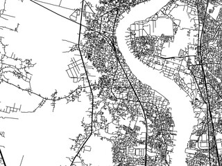 Vector road map of the city of Shrirampur in the Republic of India with black roads on a white background.