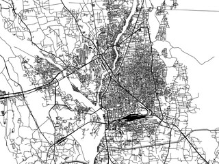 Obraz premium Vector road map of the city of Siliguri in the Republic of India with black roads on a white background.