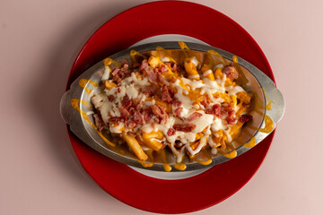Loaded fries with bacon and ranch dressing