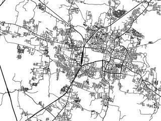 Vector road map of the city of Vizianagaram in the Republic of India with black roads on a white background.