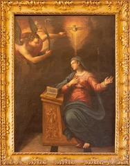 Tuinposter VICENZA, ITALY - NOVEMBER 5, 2023: The painting  of Annunciation in the Cathedral by unknown baroque artist. © Renáta Sedmáková