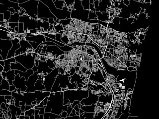 Vector road map of the city of Cuddalore in the Republic of India with white roads on a black background.