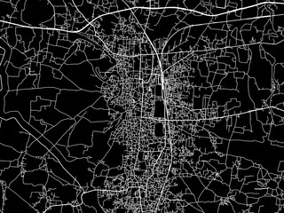 Vector road map of the city of Darbhanga in the Republic of India with white roads on a black background.