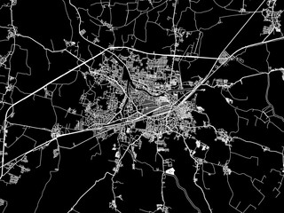 Vector road map of the city of Ellore in the Republic of India with white roads on a black background.