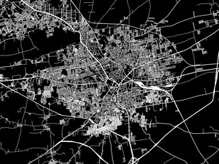 Vector road map of the city of Hubli in the Republic of India with white roads on a black background.
