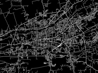 Vector road map of the city of Kumbakonam in the Republic of India with white roads on a black background.