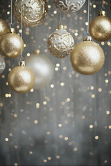 christmas background with balls and snowflakes