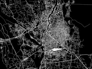 Vector road map of the city of Siliguri in the Republic of India with white roads on a black background.