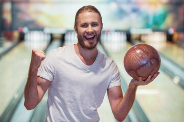 Man playing bowling