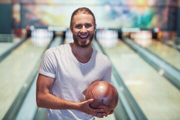 Man playing bowling