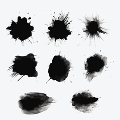 Set of vector Vector black paint, ink brush stroke, brush, line or texture.