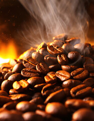 fresh aromatic coffee beans being roasted generative - 685400637