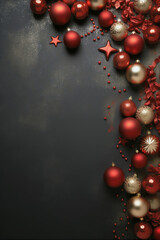 christmas background with balls and snowflakes