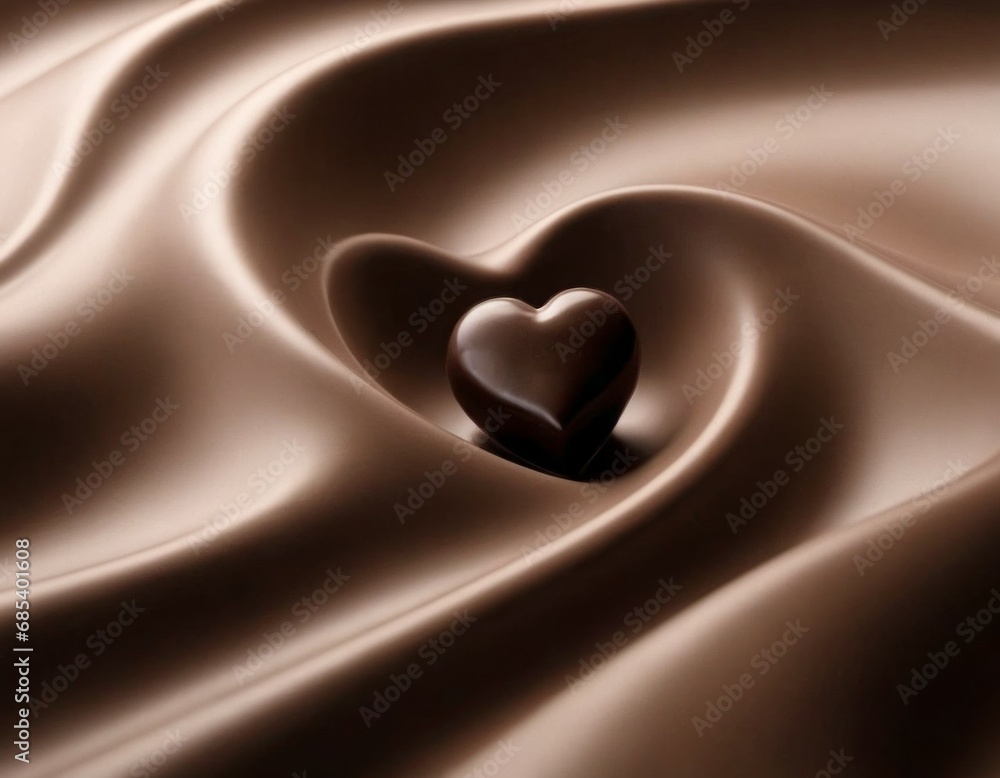 Poster chocolate in the shape of a heart. background with selective focus and copy space