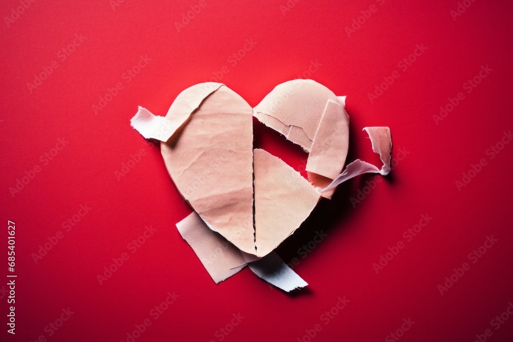 Poster torn heart. background with selective focus and copy space