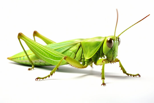 Green locust isolated on white background.generative ai