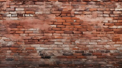 Old red brick wall background, wide panorama of masonry. - obrazy, fototapety, plakaty