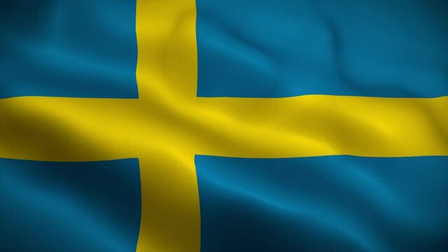 Sweden flag waving animation, perfect loop, official colors, 4K video