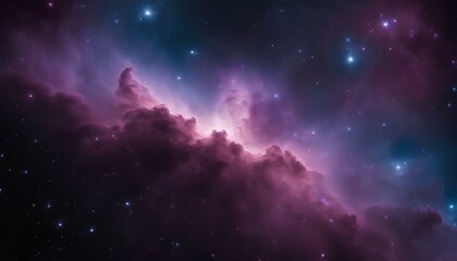 Naklejka premium A wide-angle shot of a massive nebula glowing brightly in deep space