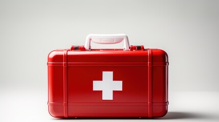medical equipment concept,Medical first aid kit box on white background,